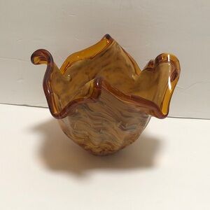Murano Amber Glass Art Vase